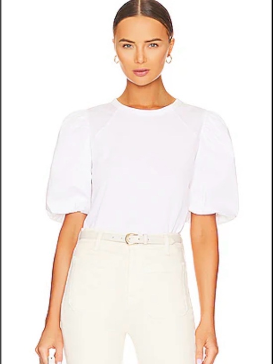 Veronica Beard Tops - Veronica Beard Morrison Puff Sleeve Top White Cotton Size Small